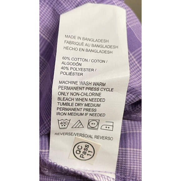 NWT Van Heusen Men’s Short Sleeve Shirt Purple Window Pane Size L - Picture 8 of 8